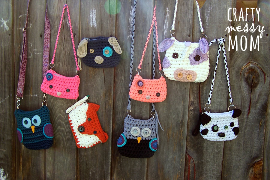 Crochet Animal Bags at craftymessymom.com