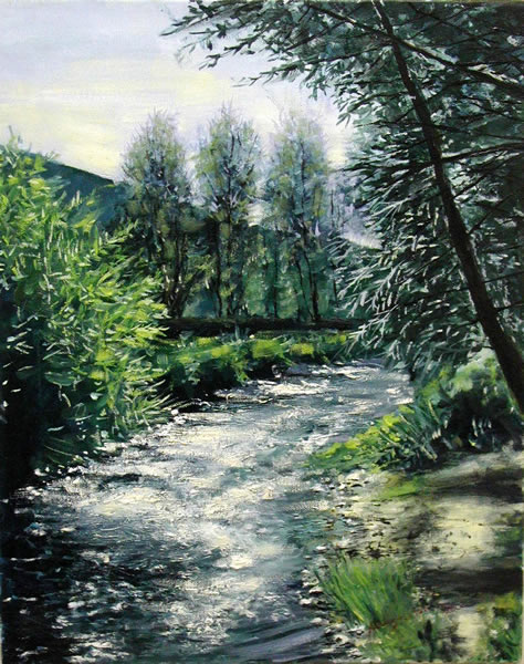 Along the Potenza river, painting by @marzia_fa at craftymessymom.com
